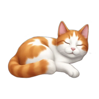 Red white cat sleeping on the roof sticker