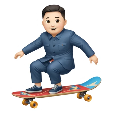 Kim jong-un riding skate board sticker