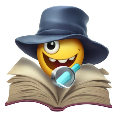 A cartoon worm wearing a detective hat, holding a magnifying glass, and popping out of an open book titled 'Wormholes for Beginners.' The worm has a cheeky, mischievous smile. Bright, playful colors with a simple background. sticker
