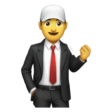 a stock market trader with tie, white shirt, black jacket and red cap holding banknotes in his hand sticker