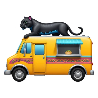 A taco truck that has a panther on it
 sticker