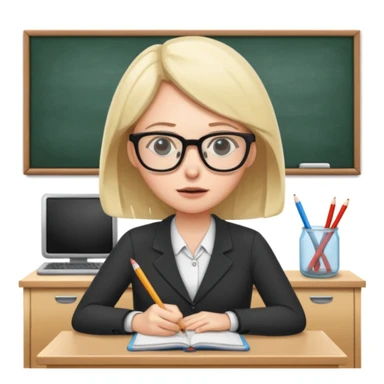 exhausted teacher in a bustling classroom sticker