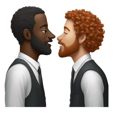 Man with red hair kisses black man with beard and hair  sticker