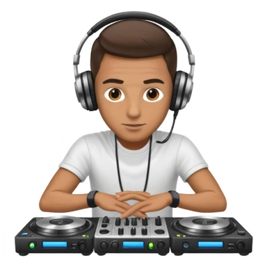 dj with setup handingg sticker