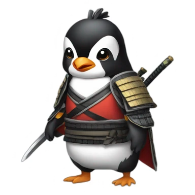 Samurai penguin sticker