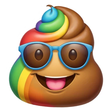 rainbow poop emoji with sunglasses sticker