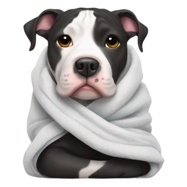 Black and white pit-bull wrapped in blanket sticker