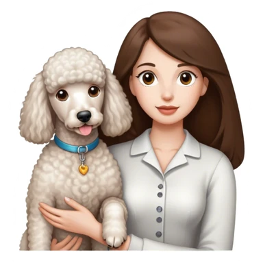 Long straight brown hair brown eyes beautiful women and white standard poodle you're holding sticker