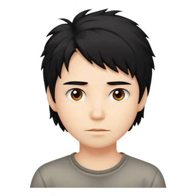 Cabelo bagunçado meio pequeno preto com cor de pele branca sticker