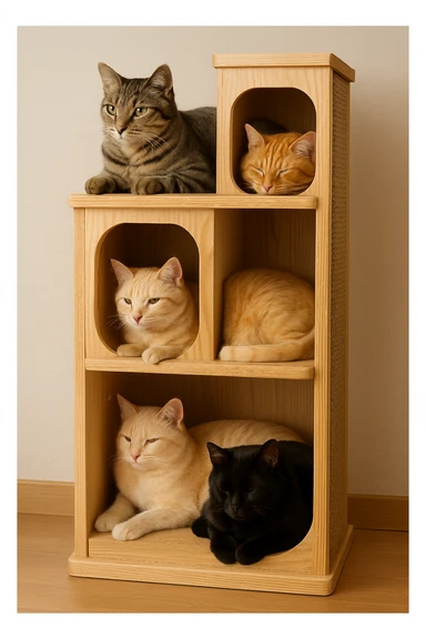 cats relaxing in a vertical playhouse sticker