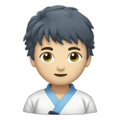 Un niño judoka con pelo y fuerte fisicamente sticker