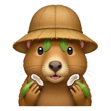 capybara with coconut shell hat sticker