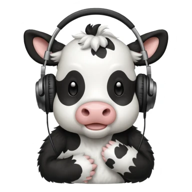 cute cow with headphones sticker