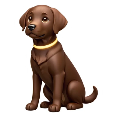 cinematic-[Labrador retriever]-realistic-full-body-sitting-emoji,-tail-resting-loosely-beside-its-paws,-head-tilted-dramatically, -sleek-[chocolate]-fur,-simplified-yet-realistic-focused-features,-highly-detailed,-glowing-with-an-almost-sarcastic-glow sticker
