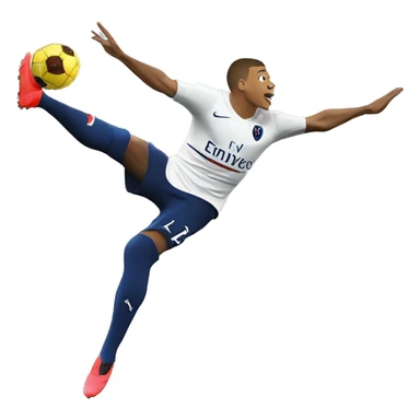 Kylian Mbappé qui fait une retourné acrobatique  sticker