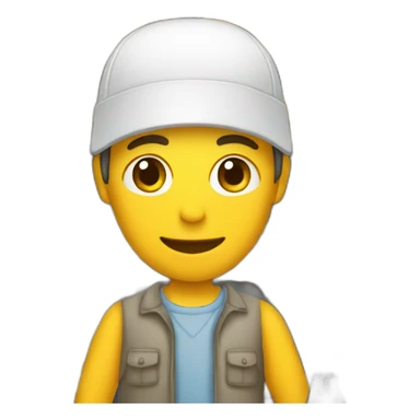 seller in a shop holding a camerqa sticker