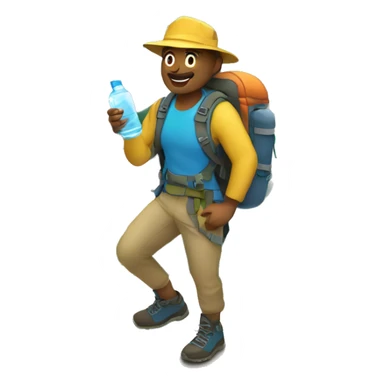 Hiking a mountain with water bottle in hand sticker