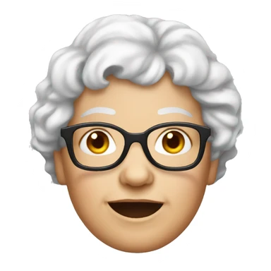 White Grandma emoji but with cat eye glasses and red wavy hair sticker