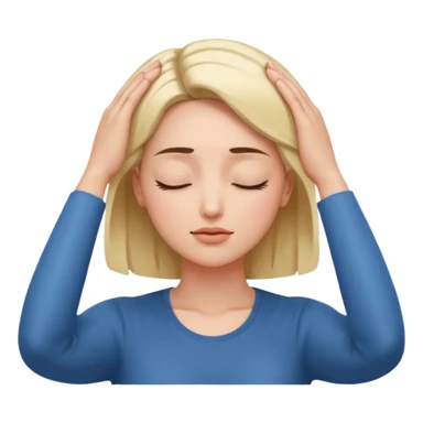 woman touching her own head with both hands while expanding mind sticker