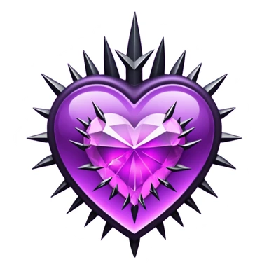 purple heart with black thorns and a crystal, dark romance sticker