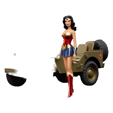  Barbie Diana Prince and Wonder woman’s 1945 Willys army jeep  sticker
