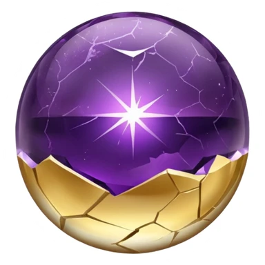 Floating glowing gold-cracked amethyst crystal smooth glossy shiny ball sphere floating in the air  sticker