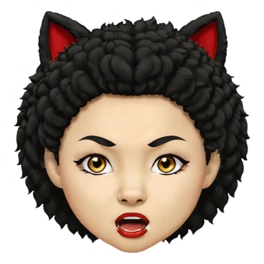 Create twitch emotes of various primary human emotions, dark brown eyes, of an confident afro-latina wrestler, look alike Ivy Satinee, with black afro hairs , with wolf ears,  sticker