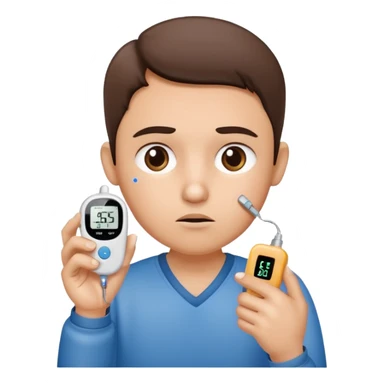 person with diabetes with glucose meter in his hand sticker
