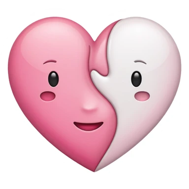 Coração metade rosa e metade branco emoji sticker