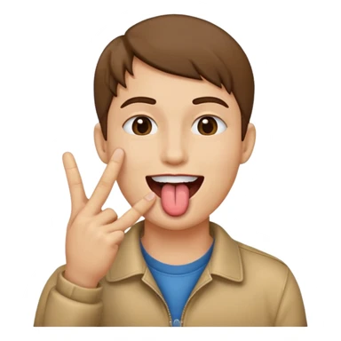 Peace sign with hands in front of mouth with tongue sticking out  sticker
