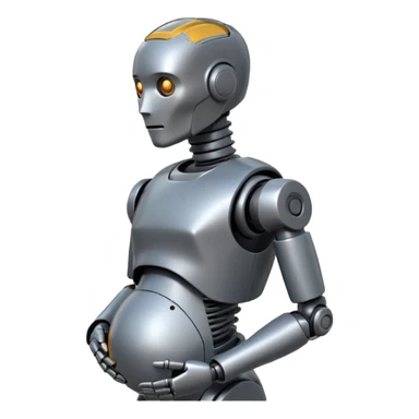 Pregnant male robot emoji. Profile view. Facing left. Square head. 2d. Animated style- not CGI. sticker