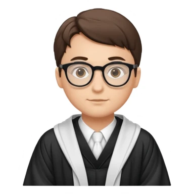 Young judge with glasses and robe sticker