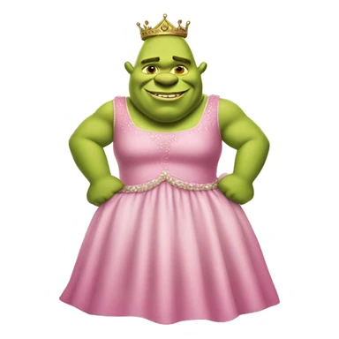 Shrek with a pink princess dress sticker