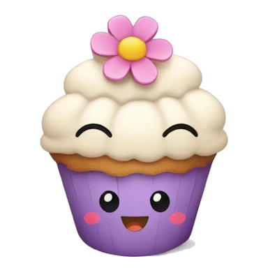 Happy cupcake with flowers on top  sticker
