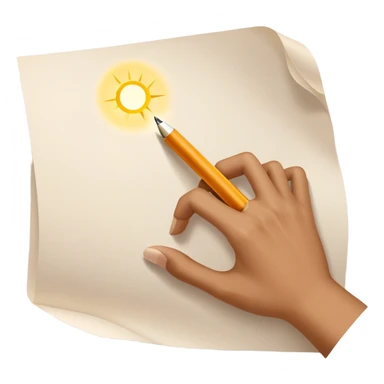 A glowing hand emerges from within a piece of paper, symbolizing the future self. The hand extends forward, offering a pen, as if passing over the ability to take action. The pen is illuminated, representing the moment of decision—the choice to stop procrastinating and start. sticker