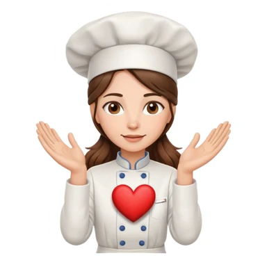 female chef with long brown hair making a heart with her hands  sticker