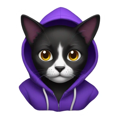 Black cat with a purple hoodie  sticker