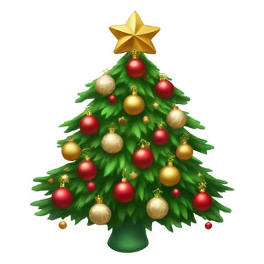 Christmas tree with red and golden ornaments and white bows sticker