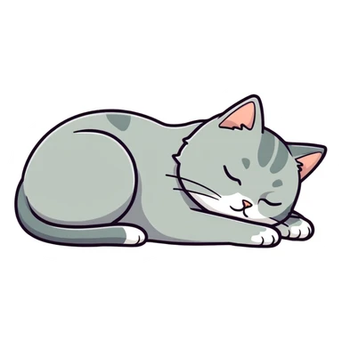 Grey cat sleeping- 🎀 sticker