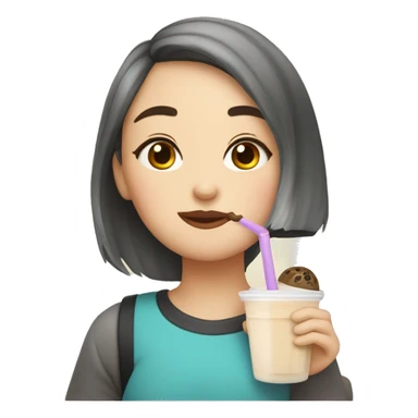 Girl drinking boba milk tea  sticker
