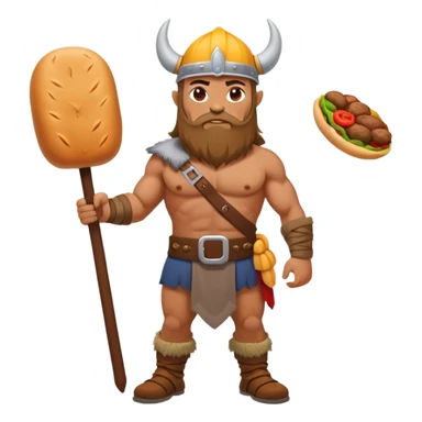 road builder full body as a viking with big kebab sticker
