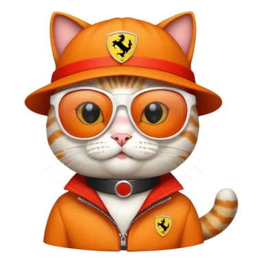 Cat with sunglasses and a ferrari f1 hat sticker