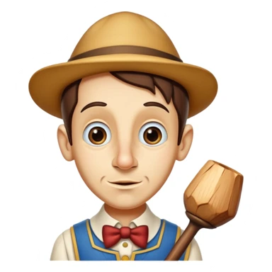 pinocchio liar with a long narrow nose of wood sticker