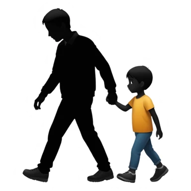 child silhouette walking away from a larger parent silhouette sticker