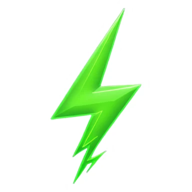 A single neon green lightning bolt emoji, glossy and smooth, vibrant neon green color, high detail, simple and cute design, isolated on white background, centered composition

 sticker