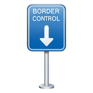 Blue icon with border control sign sticker