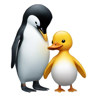 Penguin and duck holding hands sticker