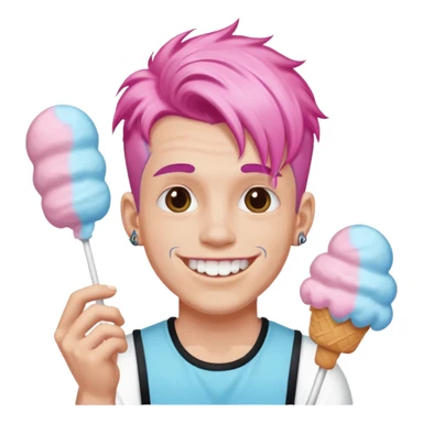 happy colorful cotton candy haired man with braces and tattoos and just face not holting anything sticker