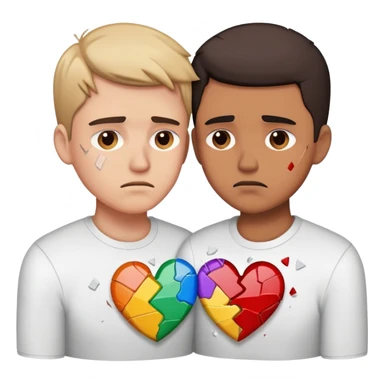 gay couple breaking up with a shattered heart between them sticker