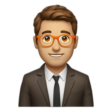 men short brown hair using orange colored glasses sticker